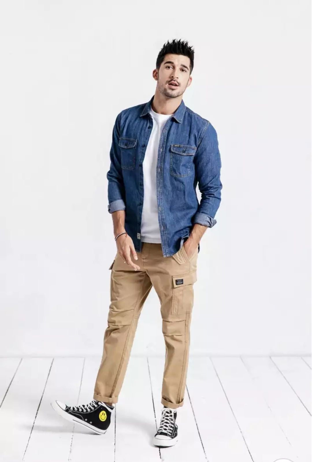 Denim Long Sleeve Casual Shirt For Men