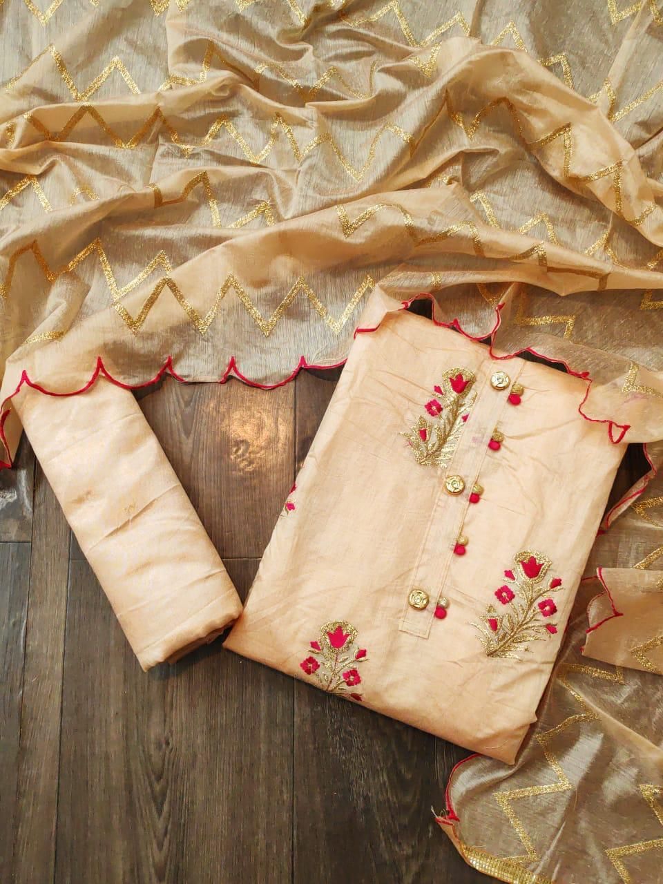 Exclusive Indian Semi Modal Three Piece - Dm-2137-Peach