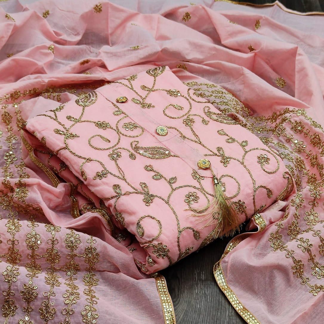 Exclusive Indian Semi Modal Three Piece - Dm-2143-Pink