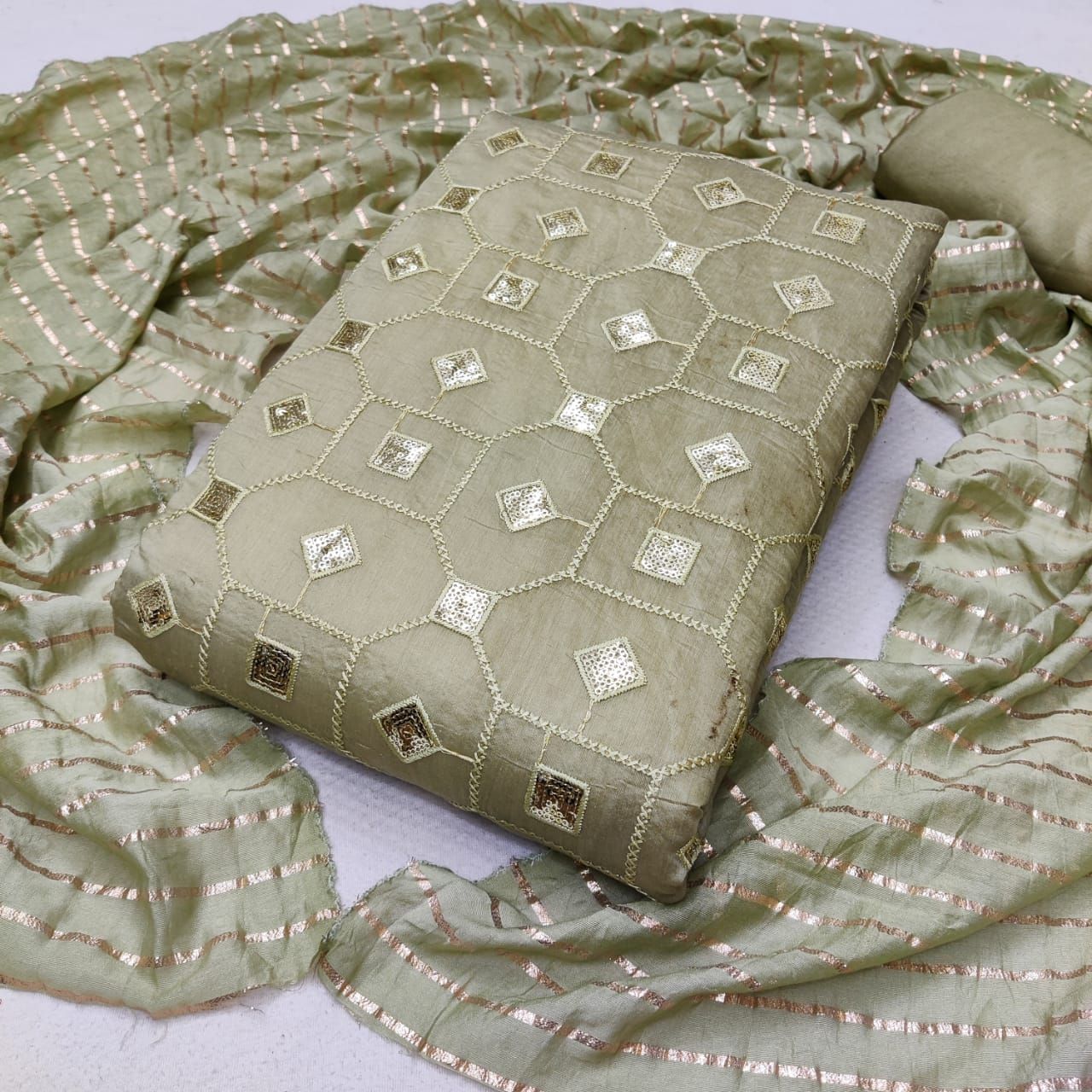 Fepic Ensemble Salwar Suits & Dress Materials - Dm 1027 Mehandi