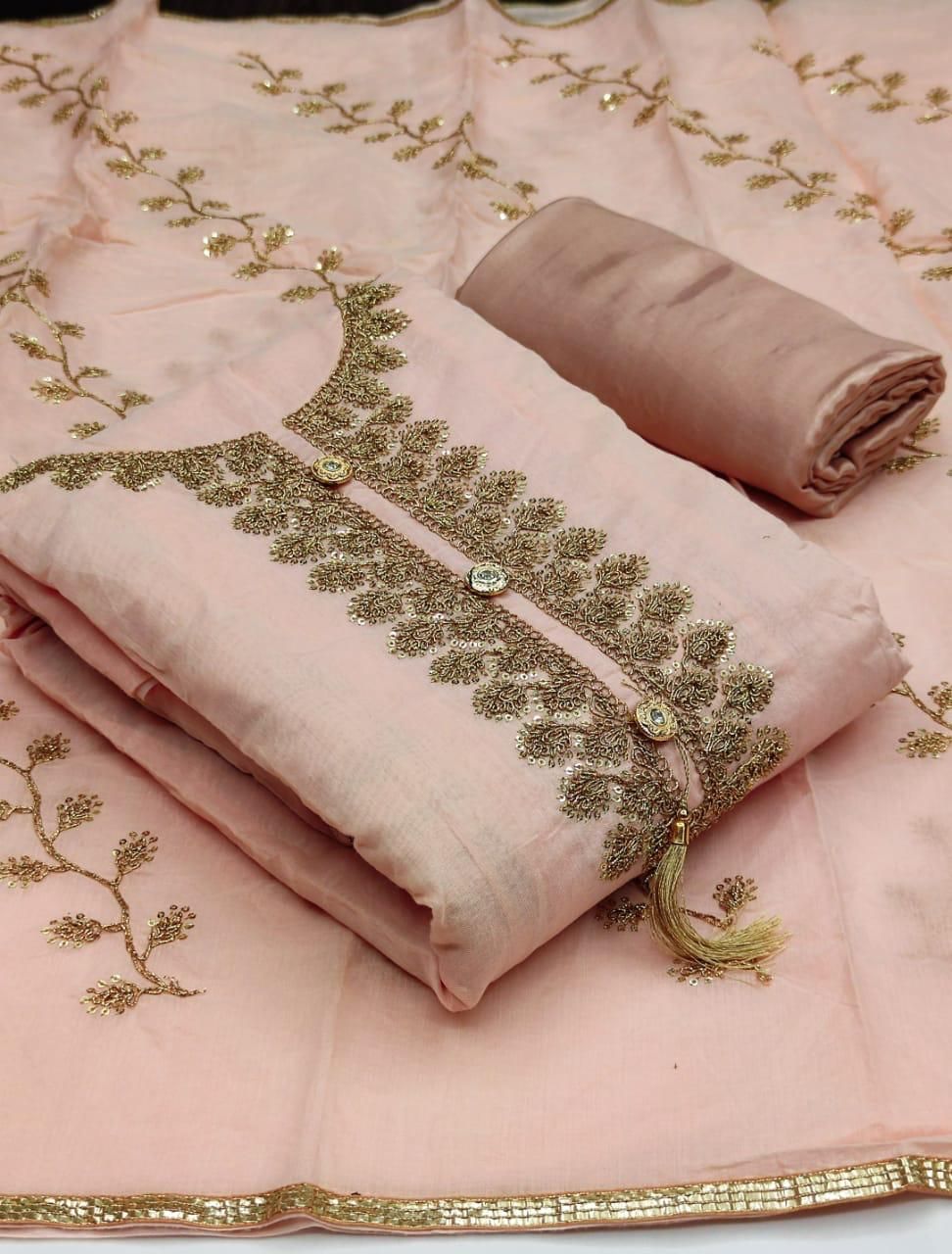 Attarctive And Exclusive Indian Unstitched Dress Material - Dm-2120-Peach