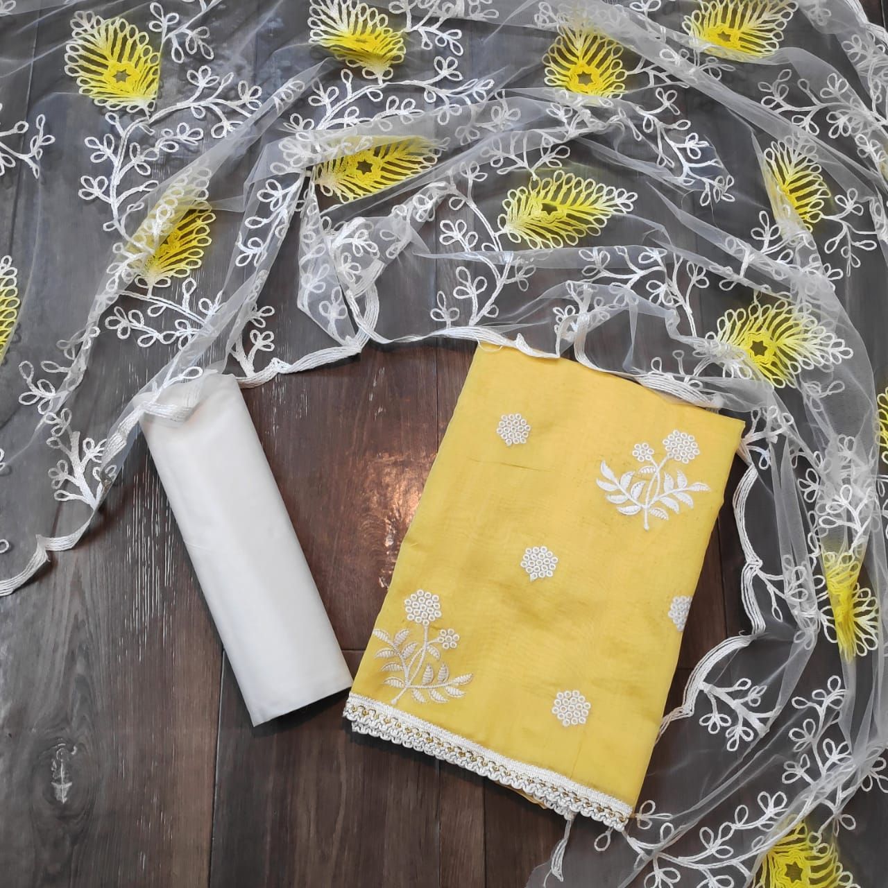 Attarctive And Exclusive Indian Unstitched Dress Material - Dm-2115-Yellow